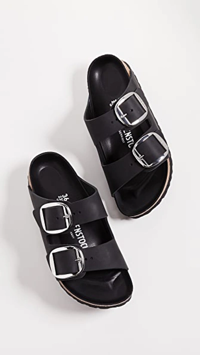 Birkenstock Arizona Big Buckle Birko Flor Womens Sandals In Black
