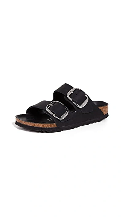Birkenstock Arizona Big Buckle Birko Flor Womens Sandals In Black