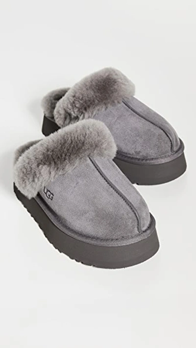 Shop Ugg Disquette Slippers Charcoal