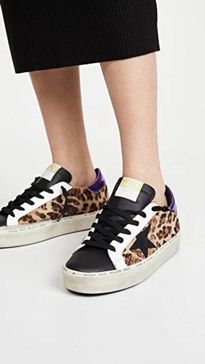 Shop Golden Goose Hi Star Sneakers In Snow Leopard/purple/white