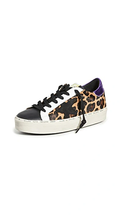Shop Golden Goose Hi Star Sneakers In Snow Leopard/purple/white