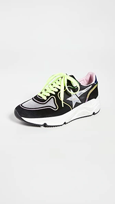 Shop Golden Goose Running Sole Sneakers In Black/silver/blue/rainbow