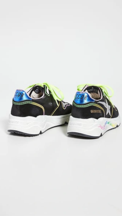 Shop Golden Goose Running Sole Sneakers In Black/silver/blue/rainbow