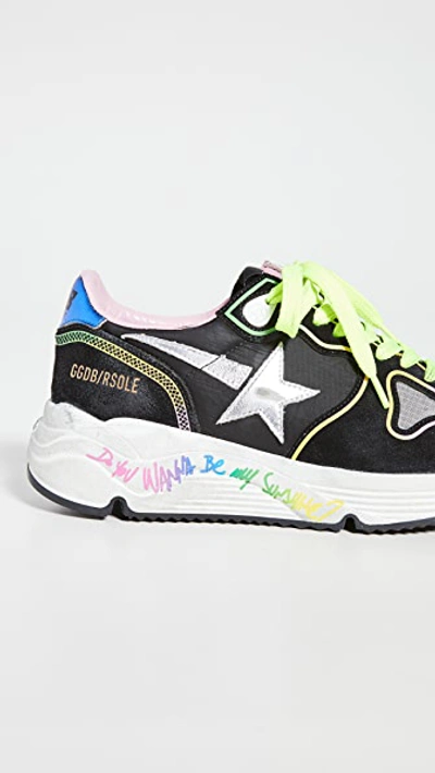 Shop Golden Goose Running Sole Sneakers In Black/silver/blue/rainbow