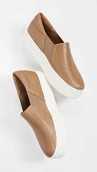 Shop Vince Warren Slip On Sneakers In Tan