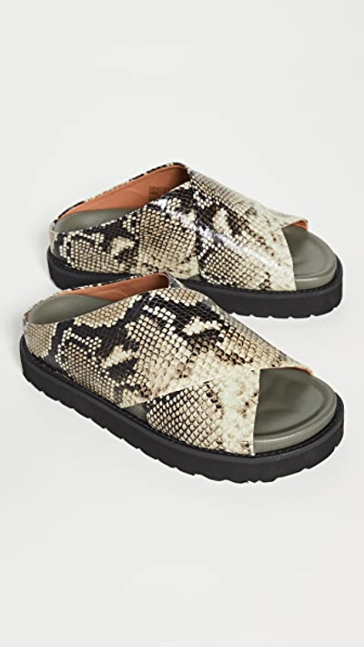 Shop Ganni Mid Crossover Sandals In Kalamata