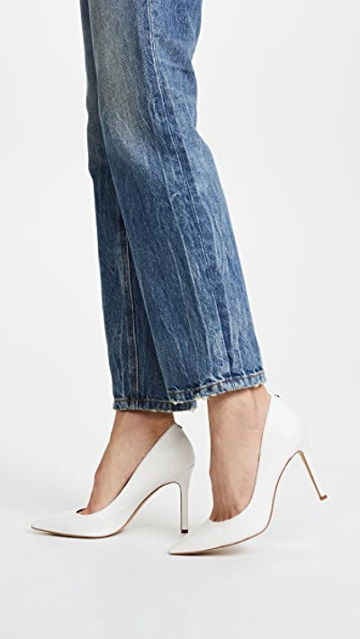 Sam Edelman Beth Croc-effect Leather Pumps In Bright White