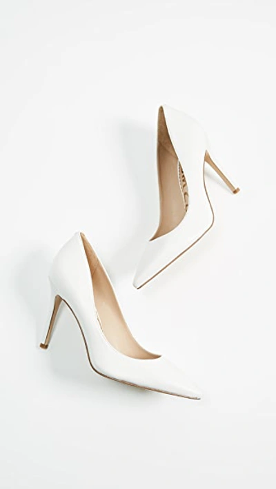 Sam Edelman Beth Croc-effect Leather Pumps In Bright White
