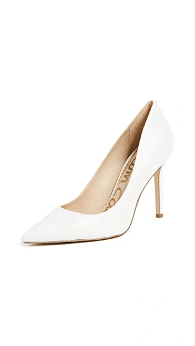 Sam Edelman Beth Croc-effect Leather Pumps In Bright White