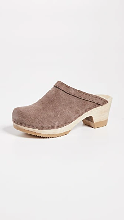 Shop No.6 Old School Mid Heel Clog In Light Grey