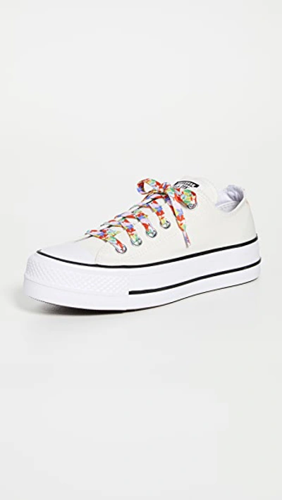 Shop Converse Chuck Taylor All Star Garden Party Platform Sneakers In Egret/white/bright Poppy
