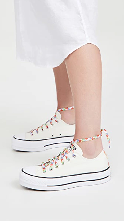 Shop Converse Chuck Taylor All Star Garden Party Platform Sneakers In Egret/white/bright Poppy