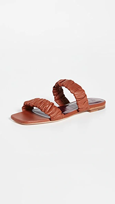 Shop Staud Maya Ruched Sandals In Tan