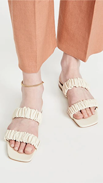 Shop Staud Maya Ruched Sandals Cream 36