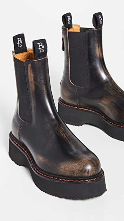 R13 Single Stack Chelsea Boots In Art Remove