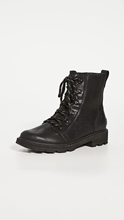Shop Sorel Lennox Lace Rouge Combat Boots In Black