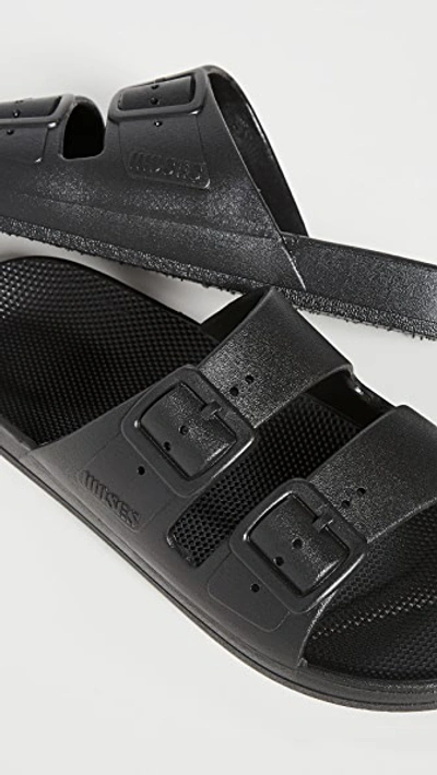 Freedom Moses Bond Velvet Two-strap Slides In Black