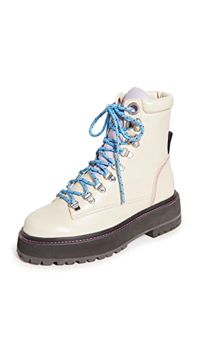 Shop Larroude Jordan Low Boots Ivory/violet