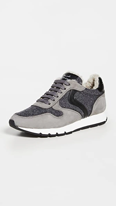 Voile Blanche Julia Shearling Sneakers In Gray/anthracite