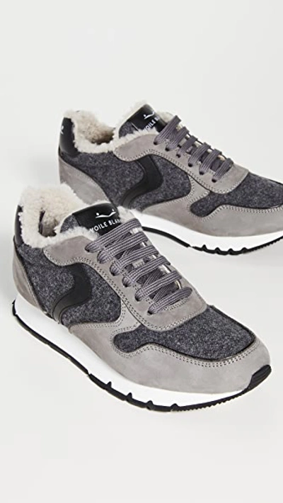 Voile Blanche Julia Shearling Sneakers In Gray/anthracite
