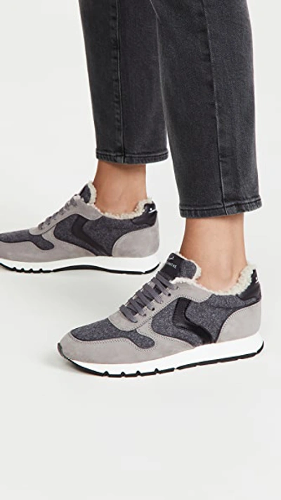 Voile Blanche Julia Shearling Sneakers In Gray/anthracite