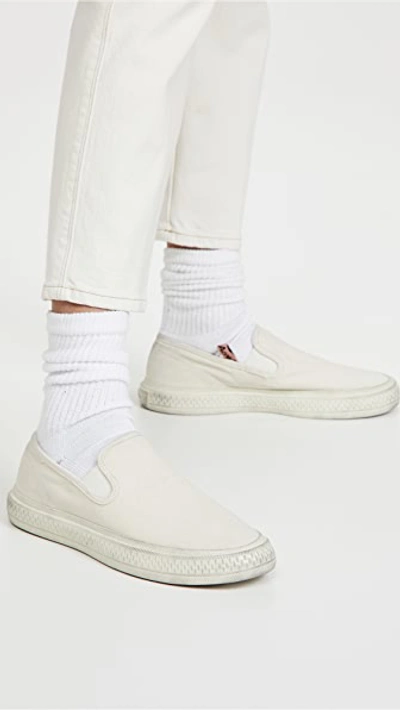 Shop Acne Studios Classic Slip On Sneakers In Off White/off White