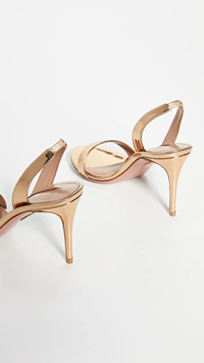 Aquazzura So Nude 85 Mirror Effect Leather Sandal In Soft Gold