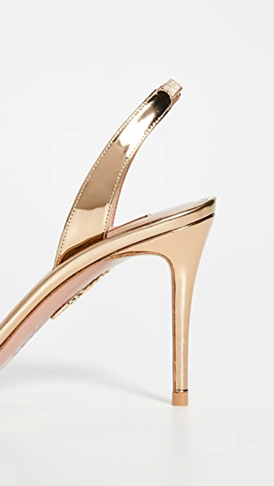 Aquazzura So Nude 85 Mirror Effect Leather Sandal In Soft Gold