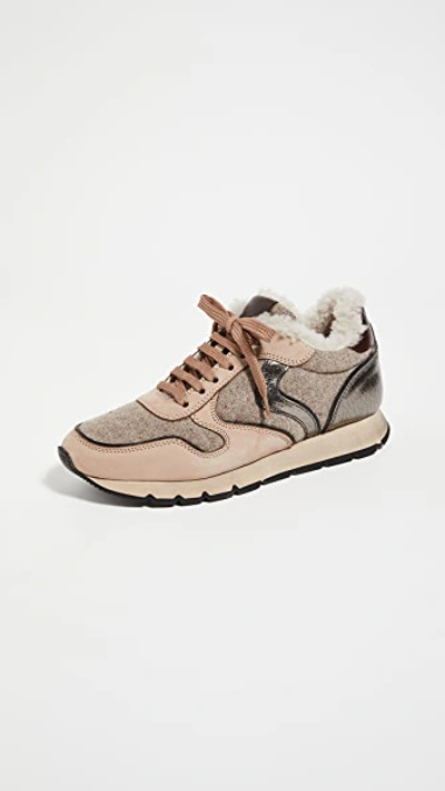 Shop Voile Blanche Julia Shearling Trainers Beige/black