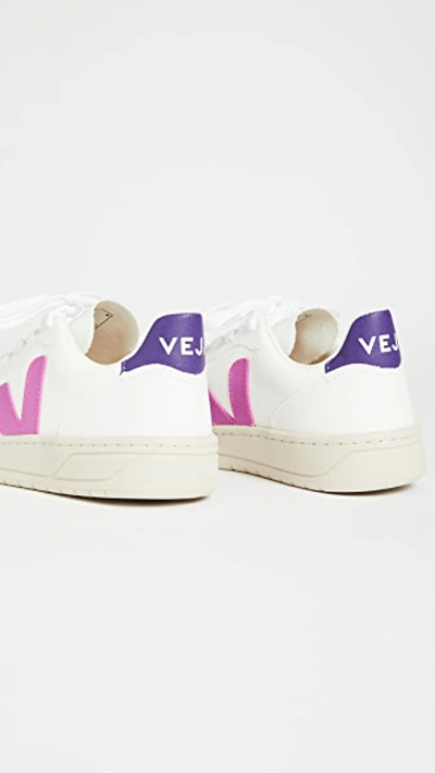 Shop Veja V-10 Sneakers In White/ultraviolet/purple