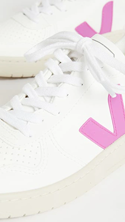 Shop Veja V-10 Sneakers In White/ultraviolet/purple