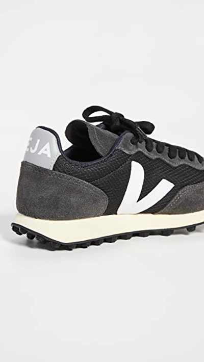 Veja Rio Branco Leather-trimmed Suede And Mesh Sneakers In Black/white/oxford Grey