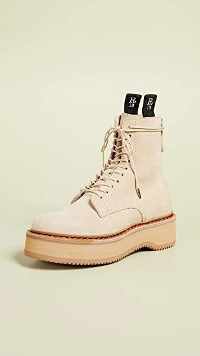 Shop R13 Single Stack Suede Boots In Tan