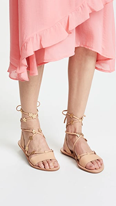 Loeffler Randall Starla Ankle Wrap Sandals In Wheat/gold