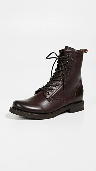 Shop Frye Veronica Combat Boots In Dark Brown