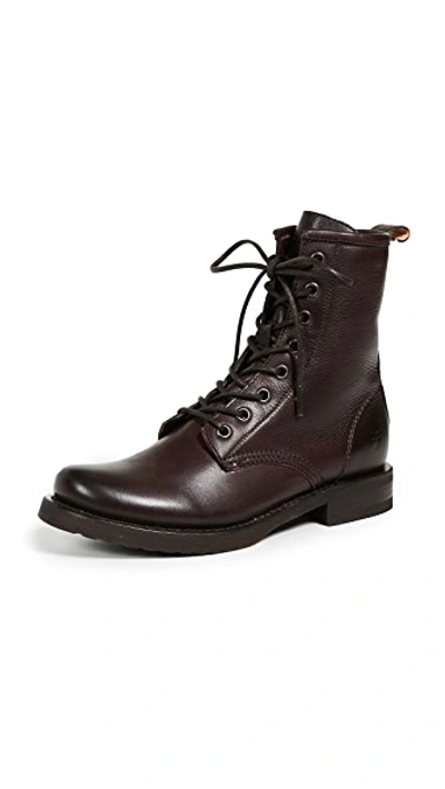 Shop Frye Veronica Combat Boots In Dark Brown