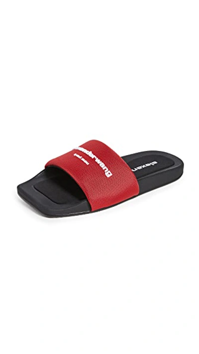 Shop Alexander Wang Aw Pool Slides In Bright Red