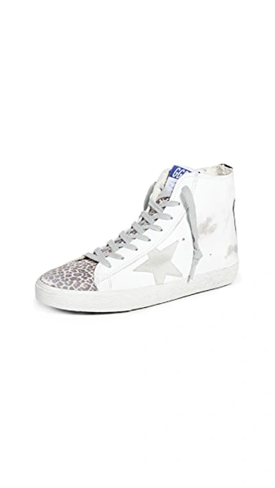 Shop Golden Goose Francy Sneakers In White/brown Leo/ice/black