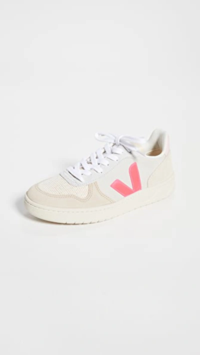 Shop Veja V-10 Sneakers In Multicolor/natural/rose Fluo