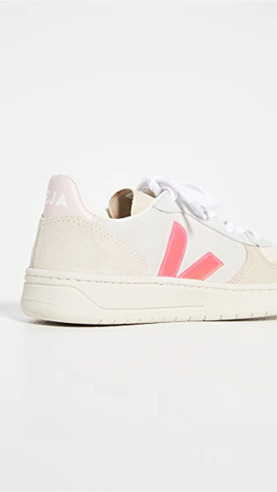 Shop Veja V-10 Sneakers In Multicolor/natural/rose Fluo