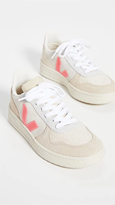 Shop Veja V-10 Sneakers In Multicolor/natural/rose Fluo