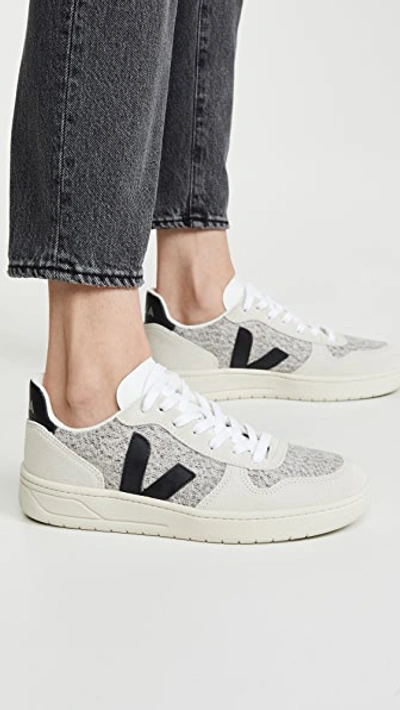 Shop Veja V-10 Sneakers Snow/black