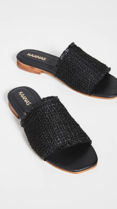 Shop Kaanas Crete Frayed Upper Slip On Sandals In Black
