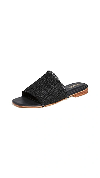Shop Kaanas Crete Frayed Upper Slip On Sandals In Black