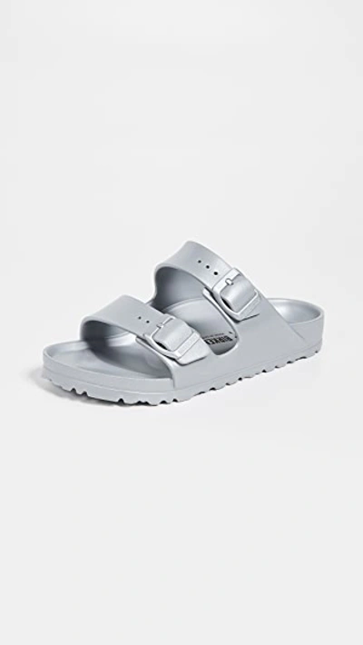 Shop Birkenstock Arizona Sandals Metallic Silver