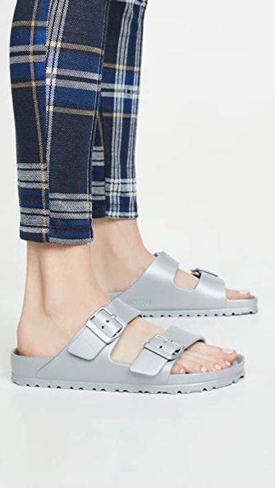 Shop Birkenstock Arizona Sandals Metallic Silver