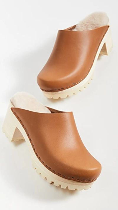 Shop No.6 Liza Mid Tread Clogs In Palomino/bone