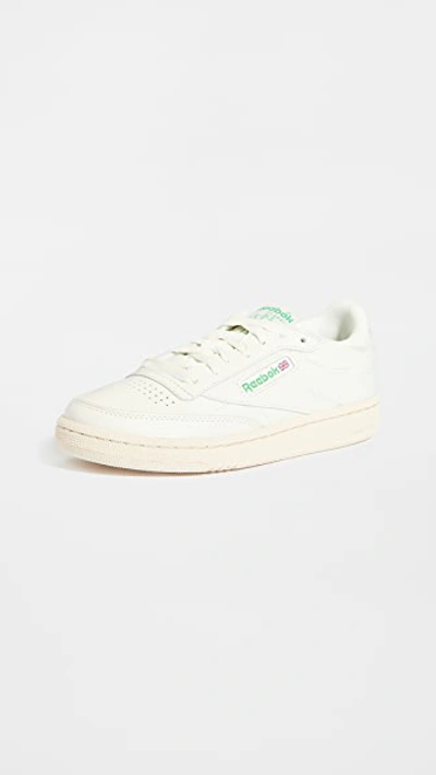 Shop Reebok Club C 85 Classic Lace Up Sneakers In Chalk/glen Green/white/red