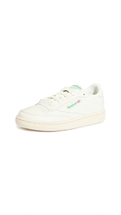 Shop Reebok Club C 85 Classic Lace Up Sneakers In Chalk/glen Green/white/red