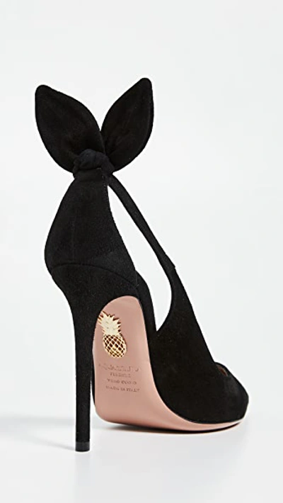 Aquazzura Bow Tie 105mm Leather Pumps In Black